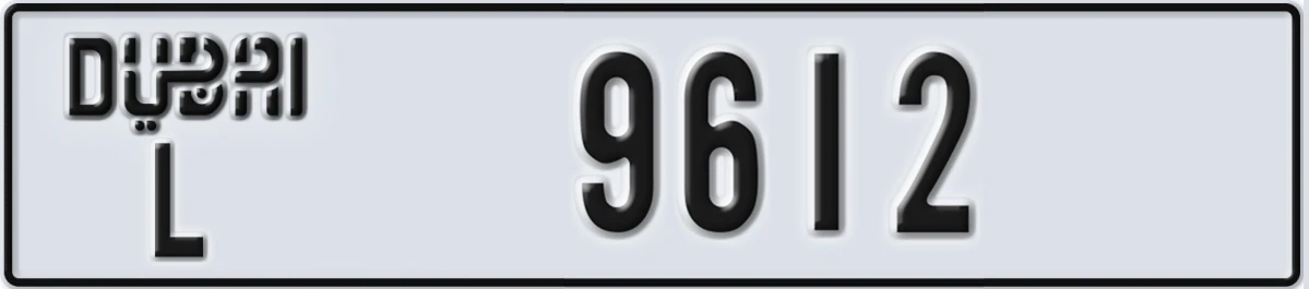 UAE License Plate Dubai L 9612