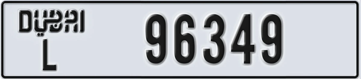 UAE License Plate Dubai L 96349