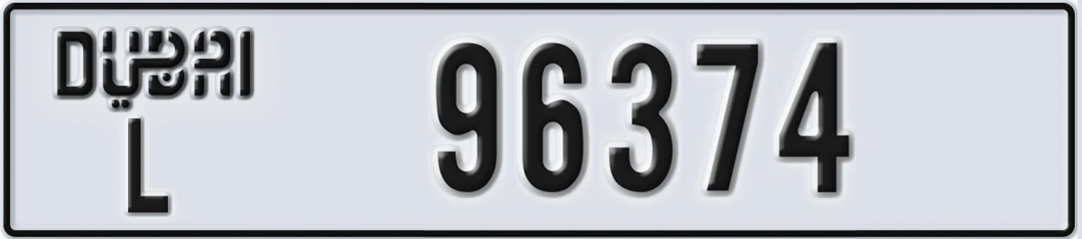 UAE License Plate Dubai L 96374