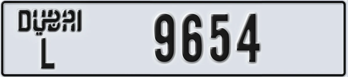 UAE License Plate Dubai L 9654
