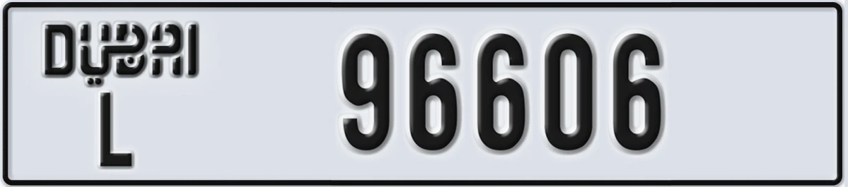 UAE License Plate Dubai L 96606