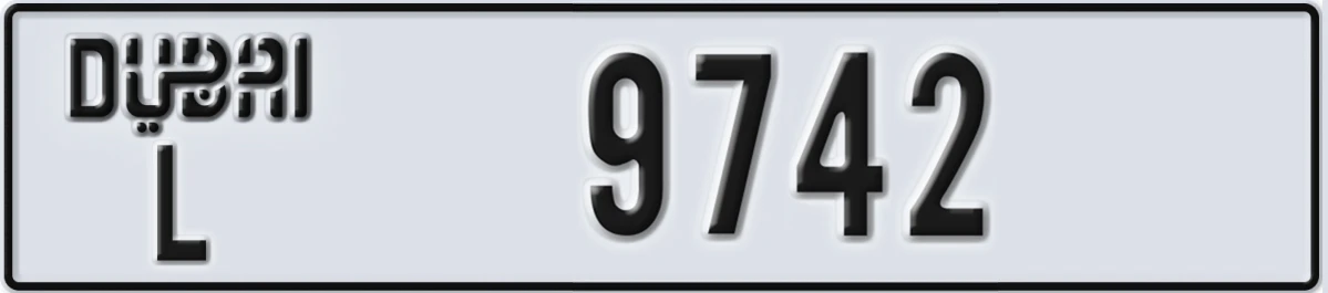 UAE License Plate Dubai L 9742