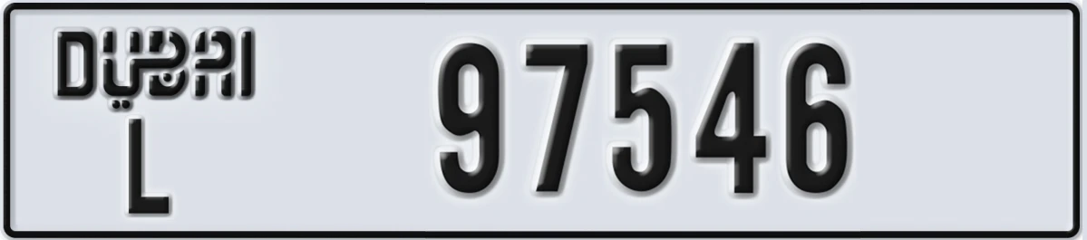 UAE License Plate Dubai L 97546