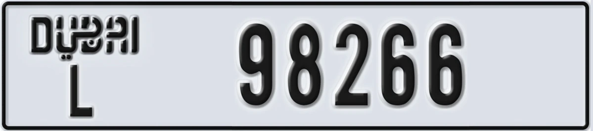 UAE License Plate Dubai L 98266