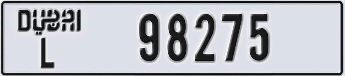 UAE License Plate Dubai L 98275