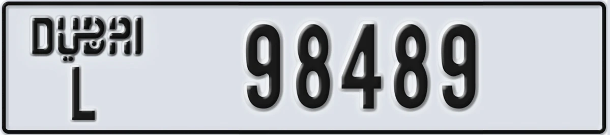 UAE License Plate Dubai L 98489