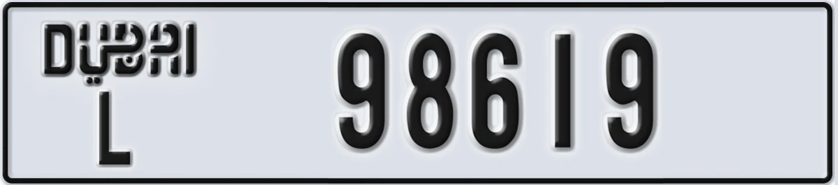 UAE License Plate Dubai L 98619