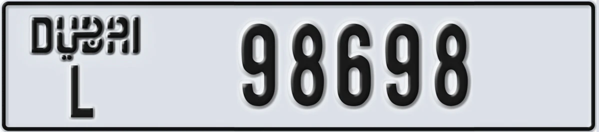 UAE License Plate Dubai L 98698
