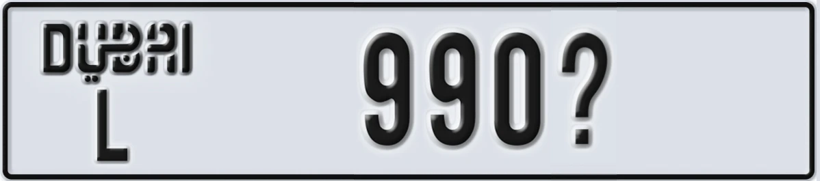 UAE License Plate Dubai L 990X