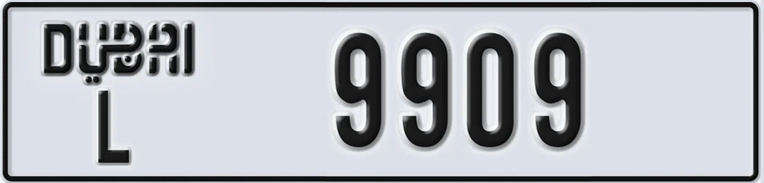 UAE License Plate Dubai L 990X9