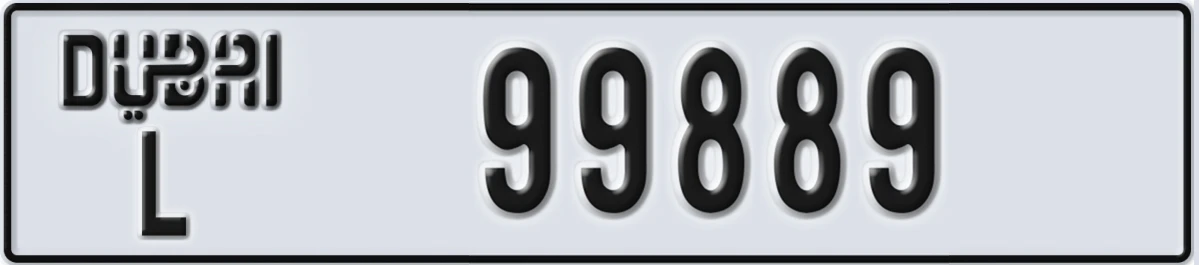 UAE License Plate Dubai L 99889