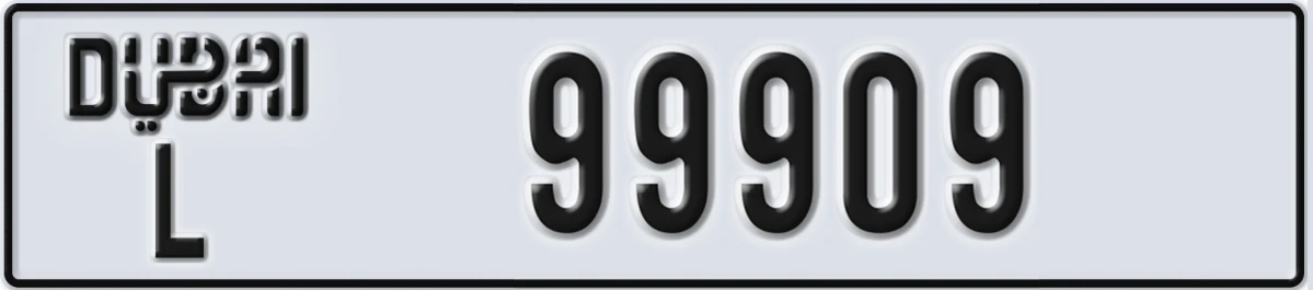 UAE License Plate Dubai L 99909