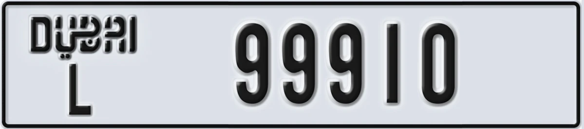 UAE License Plate Dubai L 99910