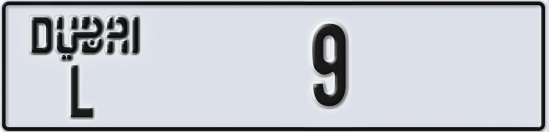 UAE License Plate Dubai L 9X