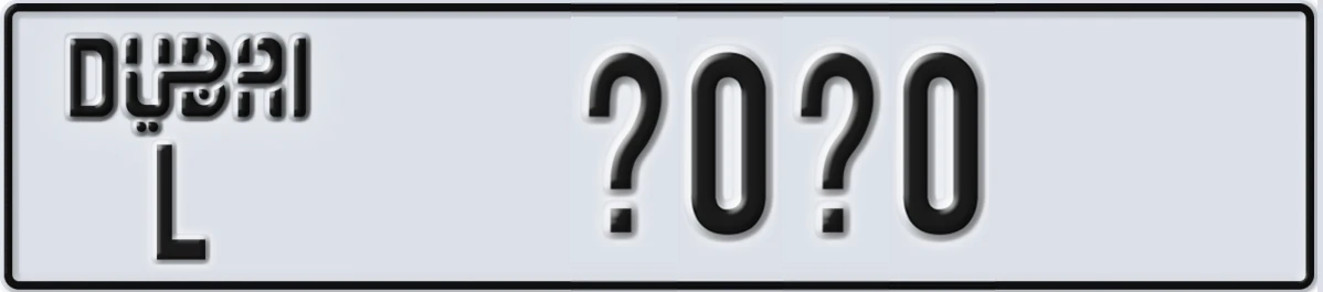 UAE License Plate Dubai L X0X0