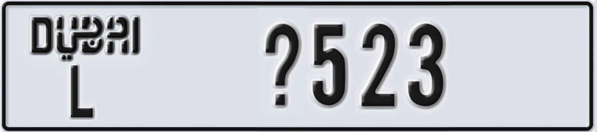 UAE License Plate Dubai L @523