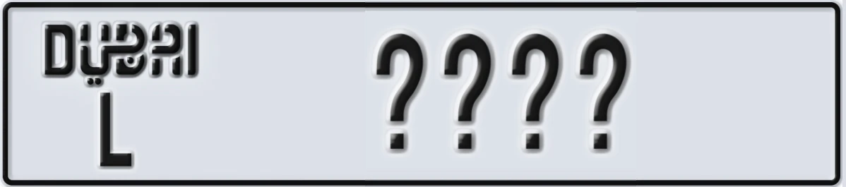 UAE License Plate Dubai L @@@@