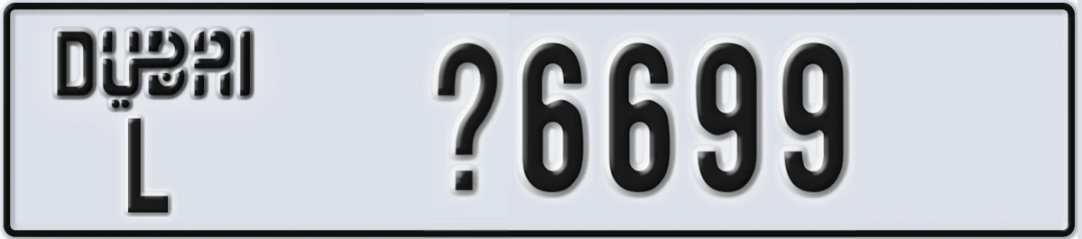 UAE License Plate Dubai L X6699