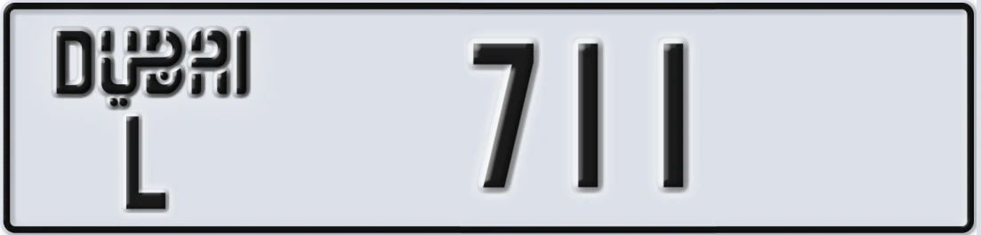 UAE License Plate Dubai L Y711