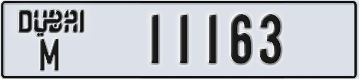 UAE License Plate Dubai M 11163