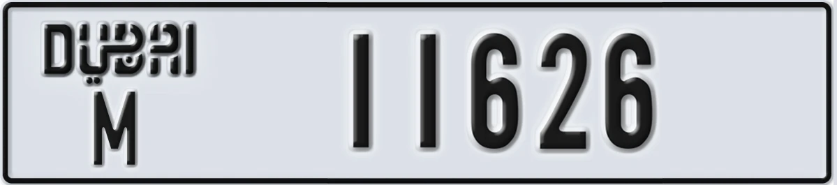 UAE License Plate Dubai M 11626
