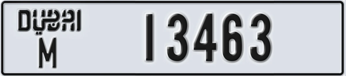 UAE License Plate Dubai M 13463