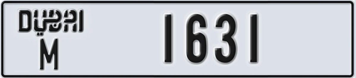 UAE License Plate Dubai M 1631