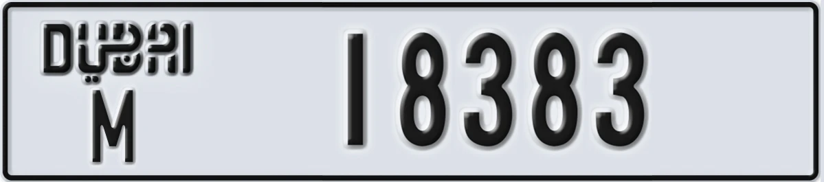 UAE License Plate Dubai M 18383