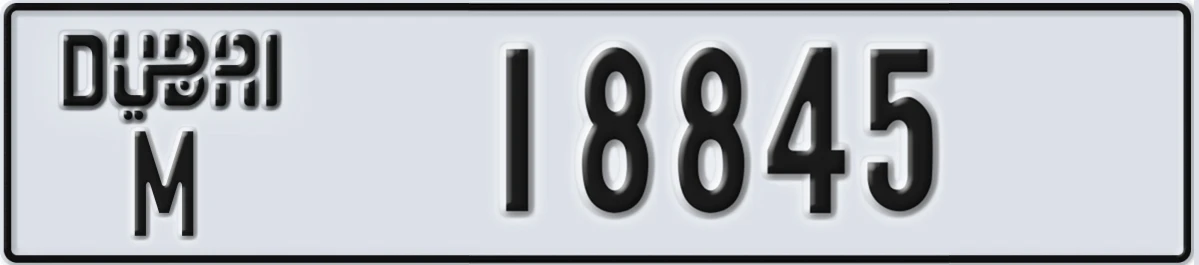 UAE License Plate Dubai M 18845