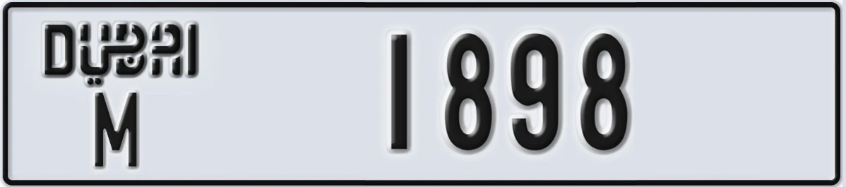 UAE License Plate Dubai M 1898