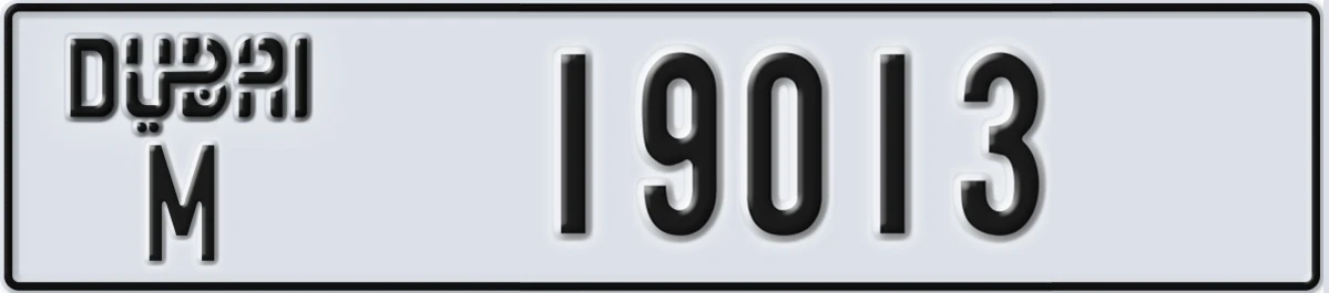 UAE License Plate Dubai M 19013