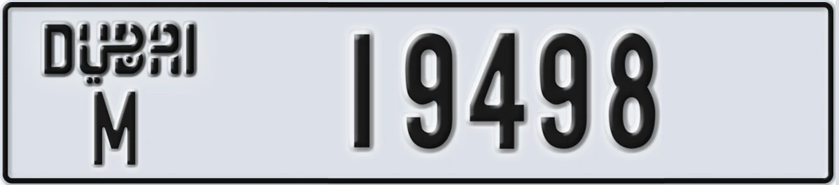 UAE License Plate Dubai M 19498