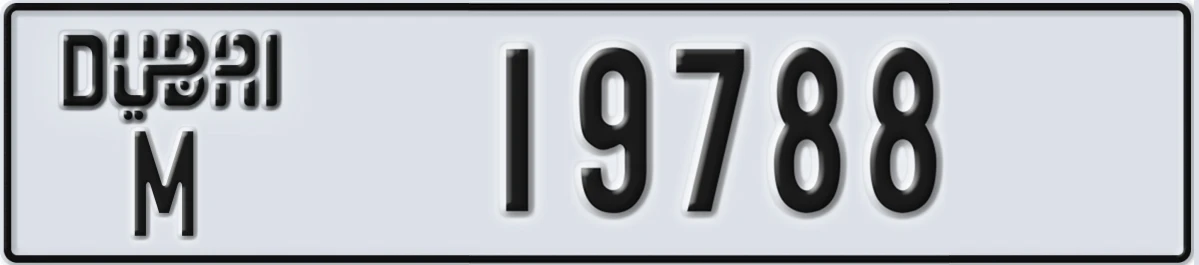 UAE License Plate Dubai M 19788