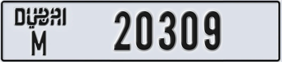 UAE License Plate Dubai M 20309