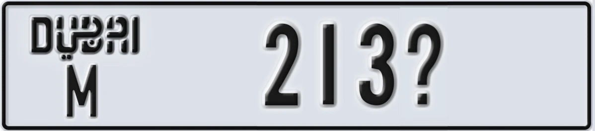 UAE License Plate Dubai M 213X