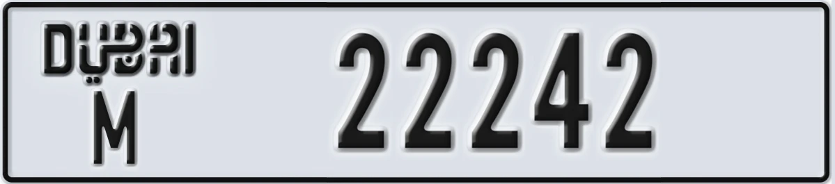 UAE License Plate Dubai M 22242