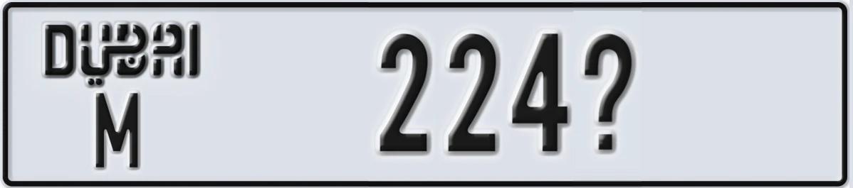 UAE License Plate Dubai M 224X