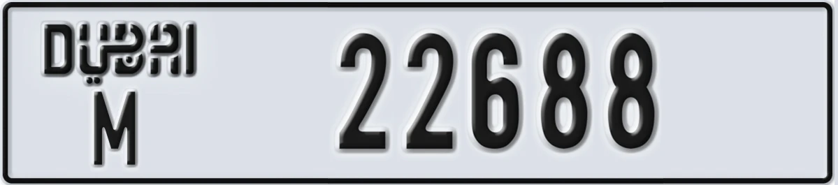 UAE License Plate Dubai M 22688