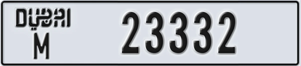UAE License Plate Dubai M 23332