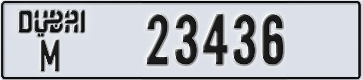 UAE License Plate Dubai M 23436