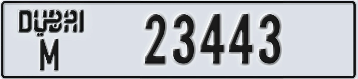 UAE License Plate Dubai M 23443