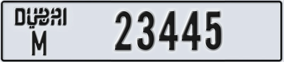 UAE License Plate Dubai M 23445