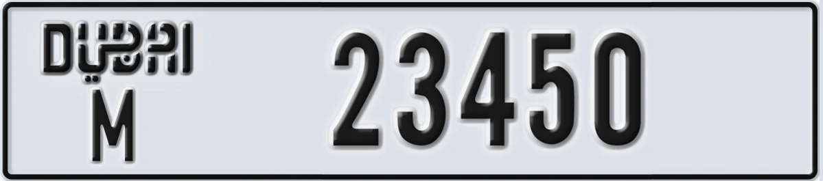 UAE License Plate Dubai M 23450