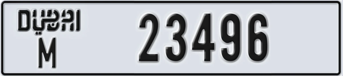 UAE License Plate Dubai M 23496