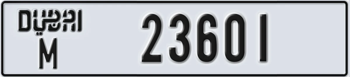 UAE License Plate Dubai M 23601