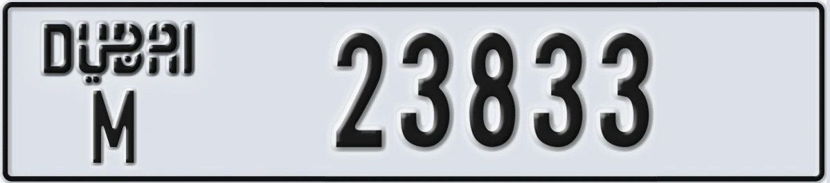 UAE License Plate Dubai M 23833