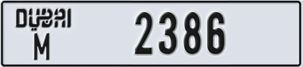 UAE License Plate Dubai M 2386