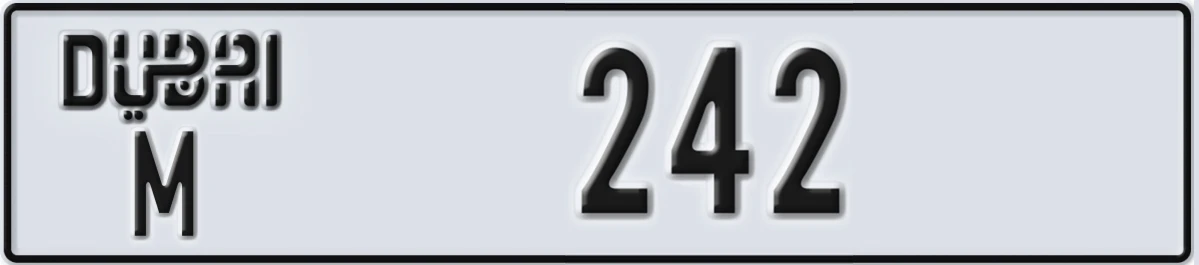 UAE License Plate Dubai M 242