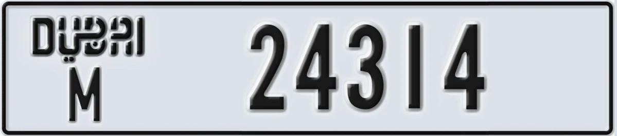 UAE License Plate Dubai M 24314