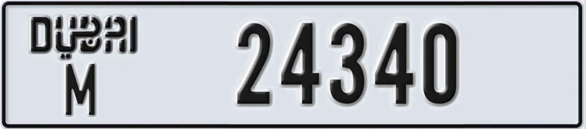 UAE License Plate Dubai M 24340